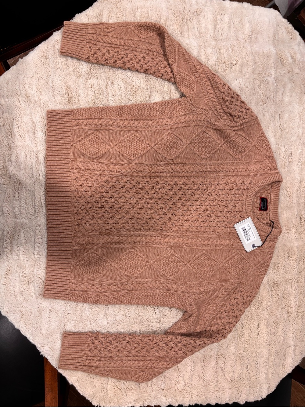 Wool-Blend Cable Knit Sweater - Dusty Rose